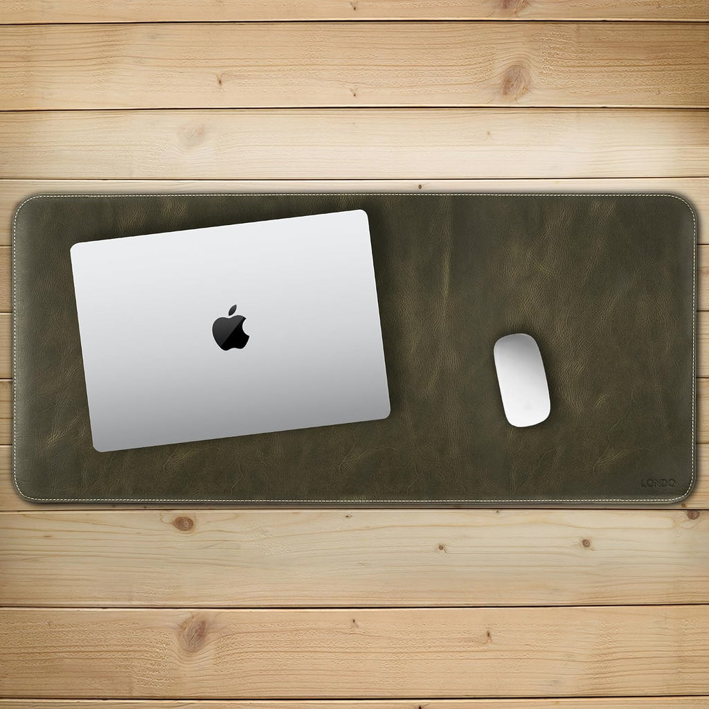Top Grain Leather Extended Mouse Pad – Large Desk Mat for Office & Gaming, Smooth Writing Surface, Non-Slip Base, Durable & Stylish Workspace Accessory