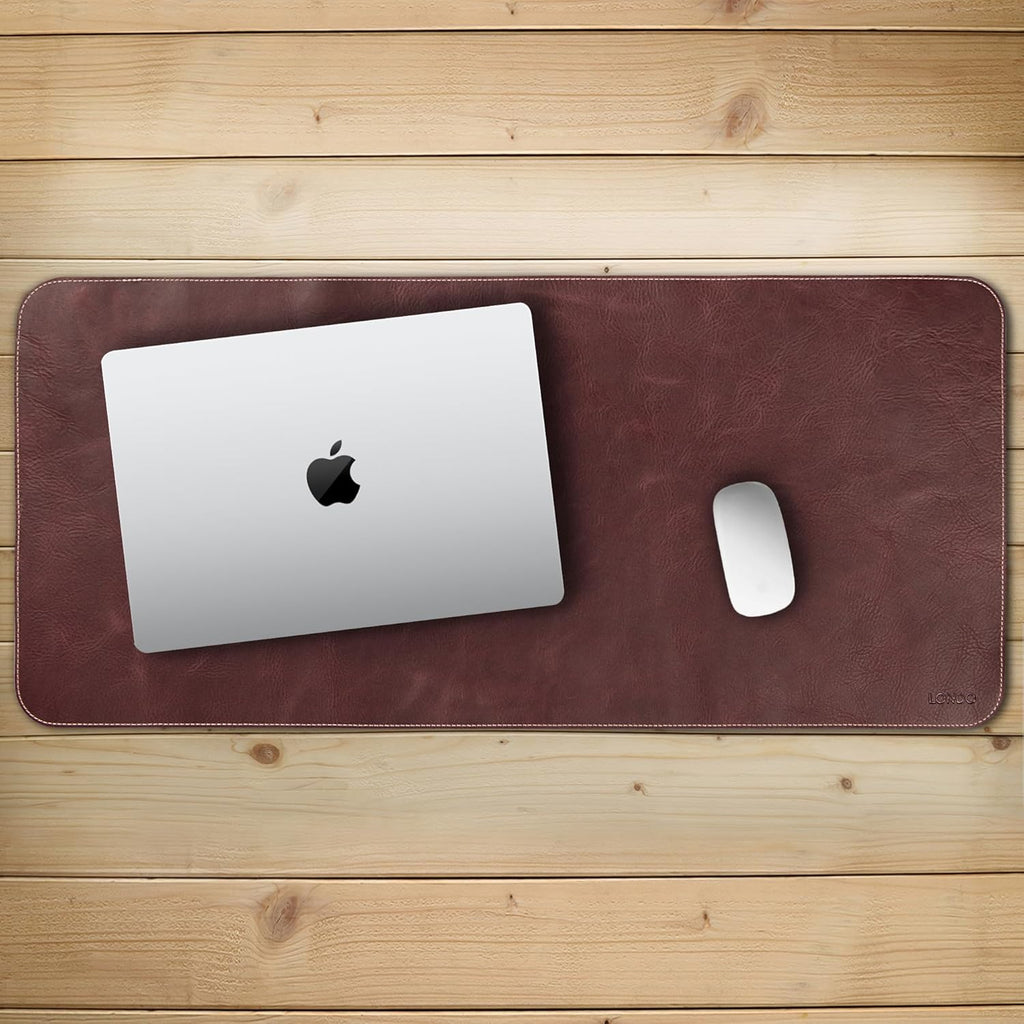 Top Grain Leather Extended Mouse Pad – Large Desk Mat for Office & Gaming, Smooth Writing Surface, Non-Slip Base, Durable & Stylish Workspace Accessory